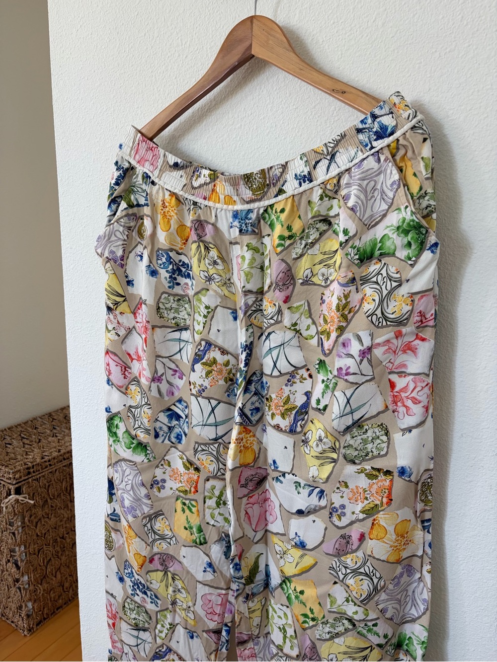 Maeve Floral Patchwork Print Skirt in Yellow, Green, Blue